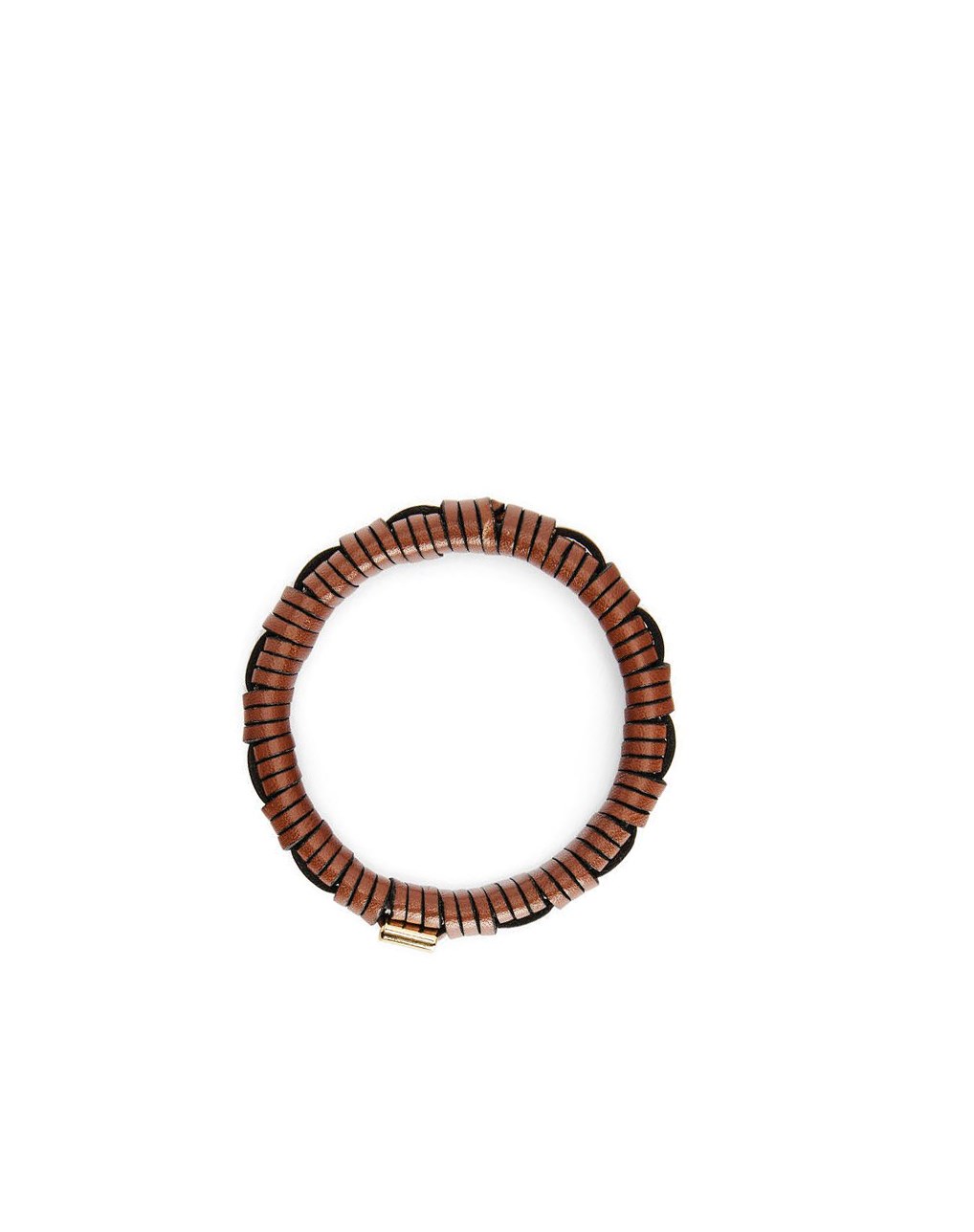 Loewe Woven bangle in brass and classic calfskin Tan | 7830TSDYC