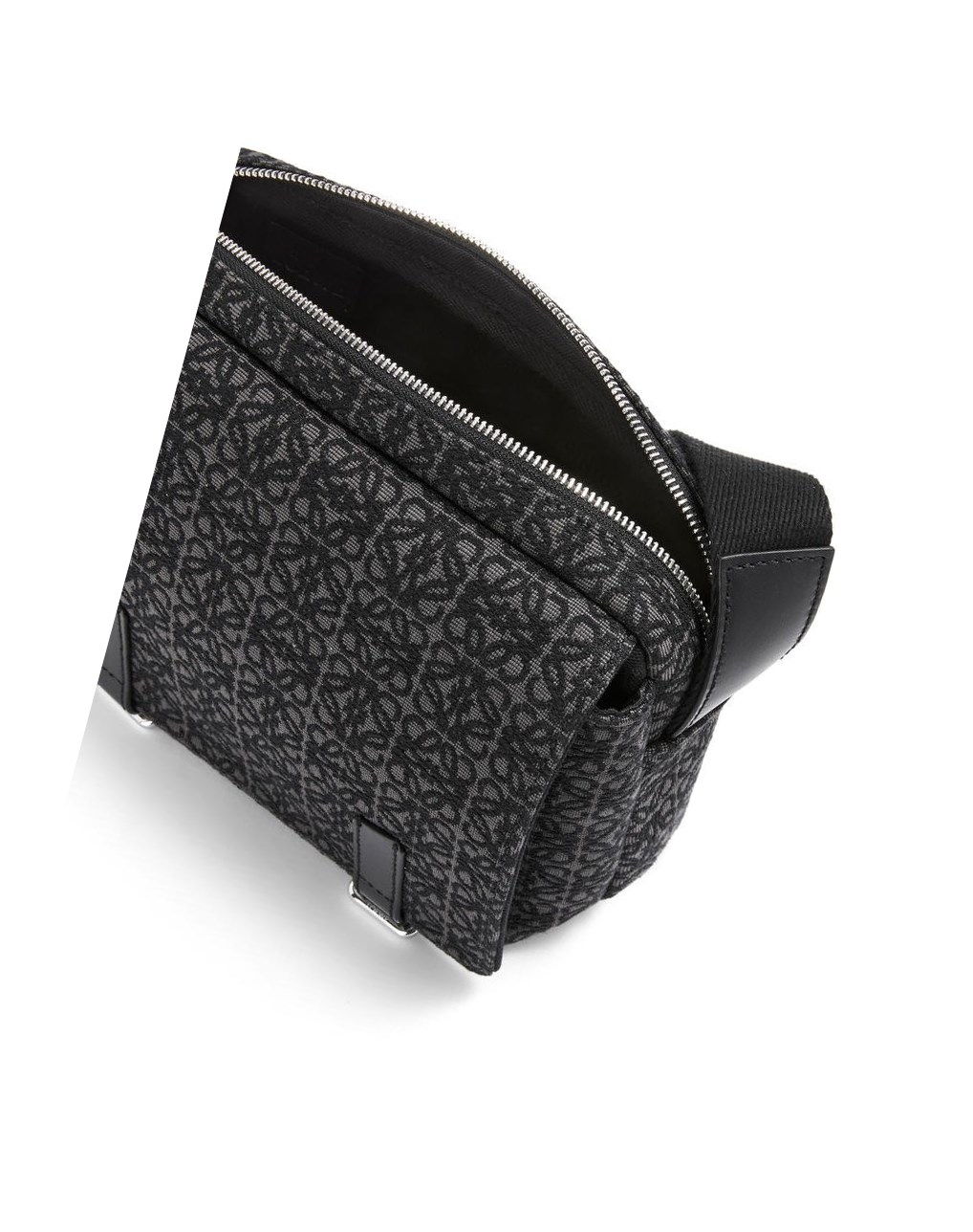 Loewe XS Military messenger bag in Anagram jacquard and calfskin Noir | 0596VSOPB