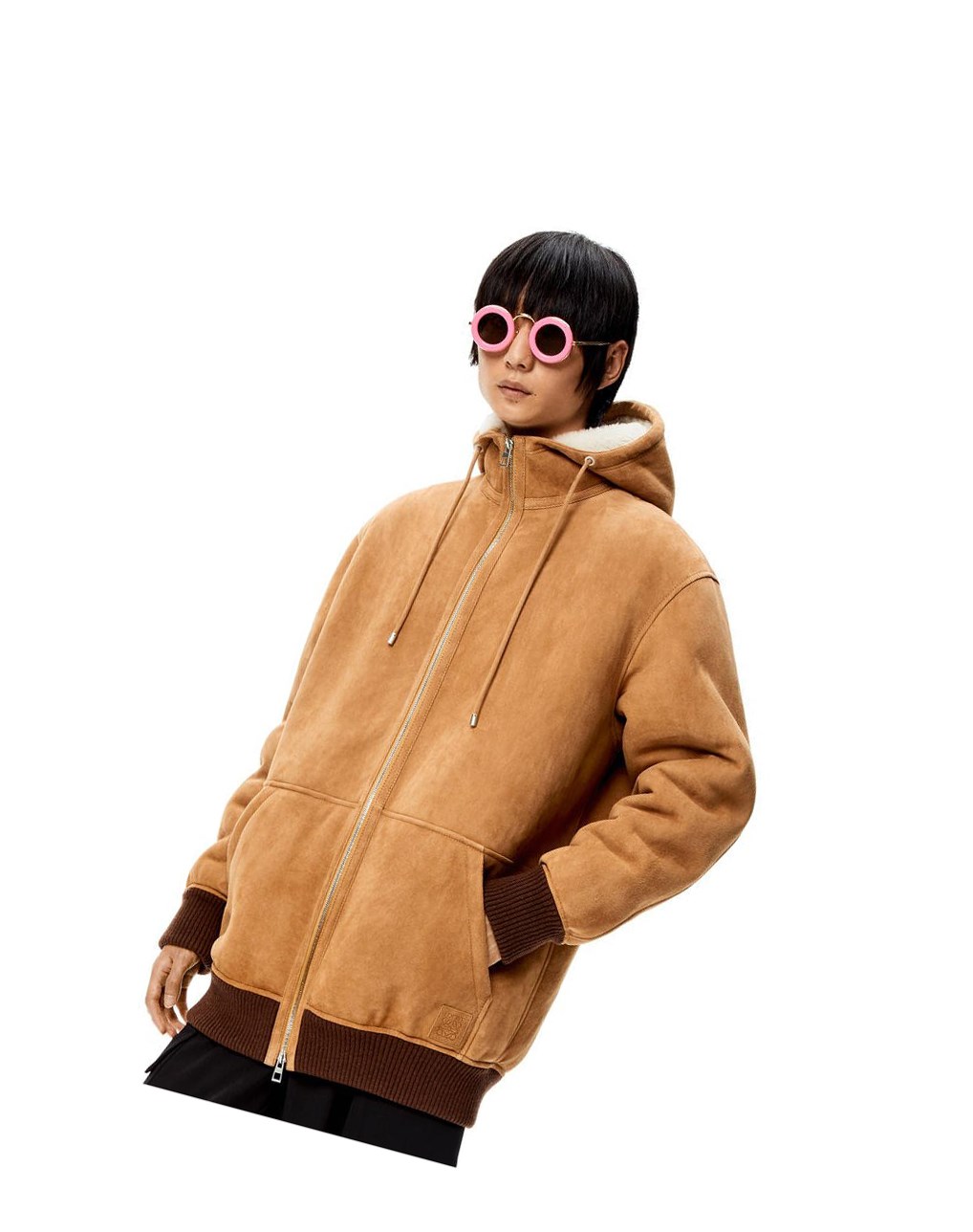 Loewe Zip up hoodie in shearling Blanche | 3870RYKSO