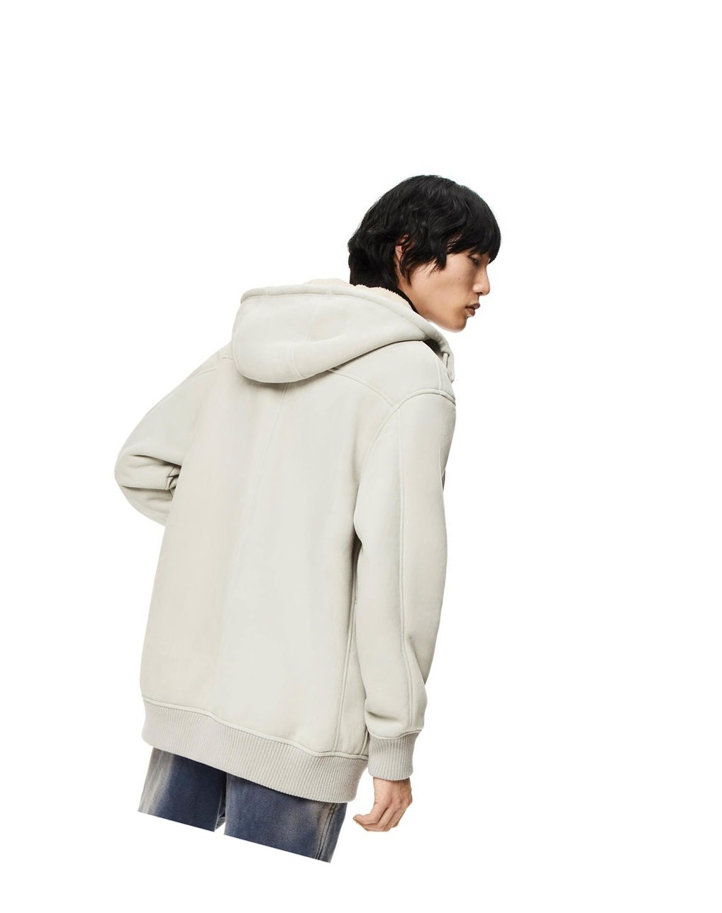 Loewe Zip-up hoodie shearling Blanche | 8961CHGDE