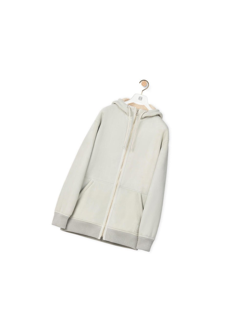 Loewe Zip-up hoodie shearling Blanche | 8961CHGDE