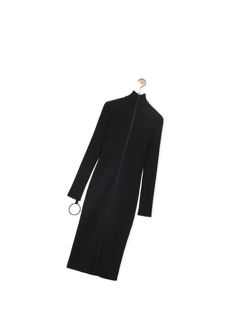 Loewe Zip up midi dress in wool Noir | 6408KWXEV