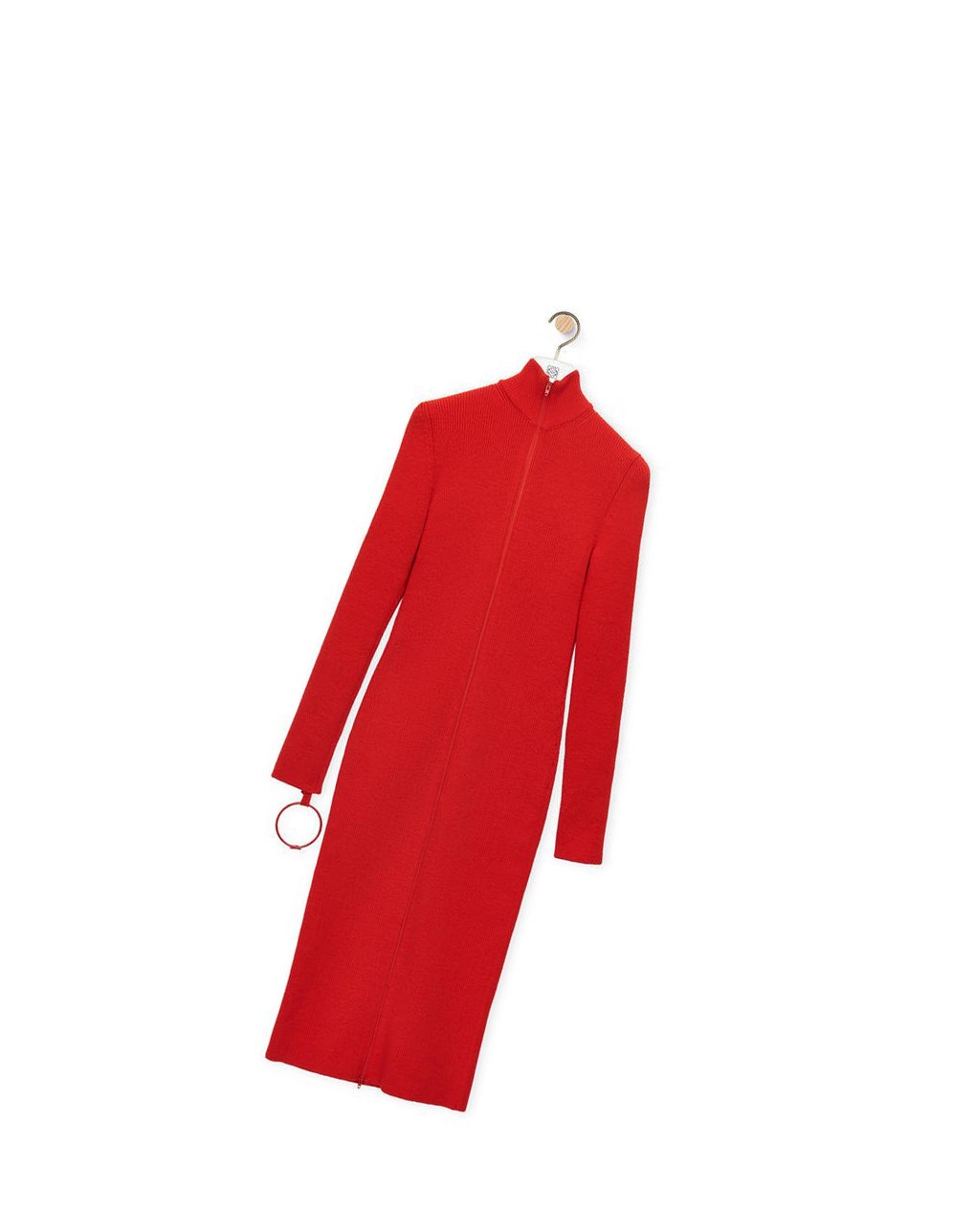 Loewe Zip up midi dress in wool Vermillion | 3678NHGBI