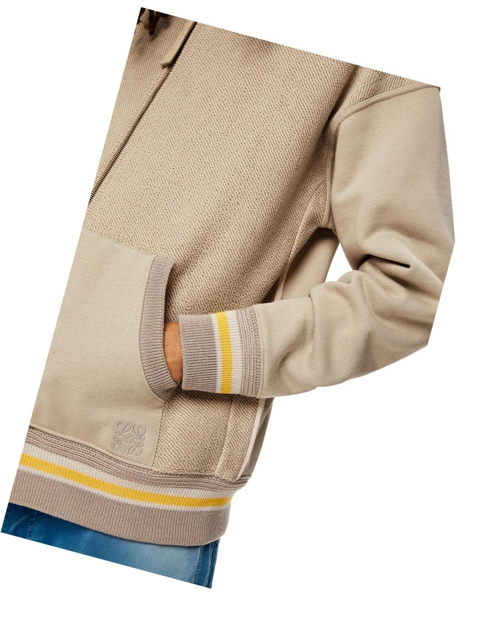 Loewe Zip-up ribbed jacket in cotton Grise | 7439NDCLA