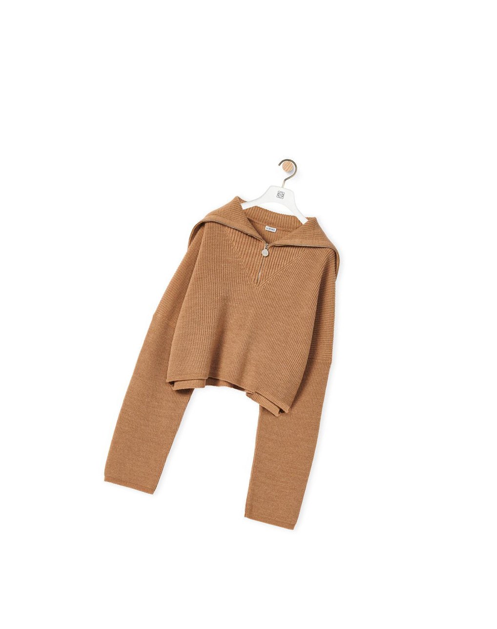 Loewe Zip-up sweater in wool Beige | 0251XYERU