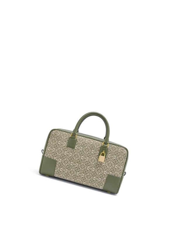 Loewe Amazona 28 bag in Anagram jacquard and calfskin Vert Vert | 3745YXDTR