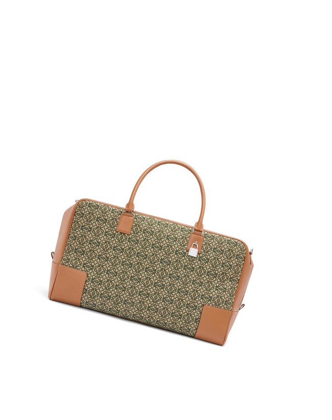 Loewe Amazona 44 bag in Anagram jacquard and calfskin Kaki Vert | 2176RZAKV