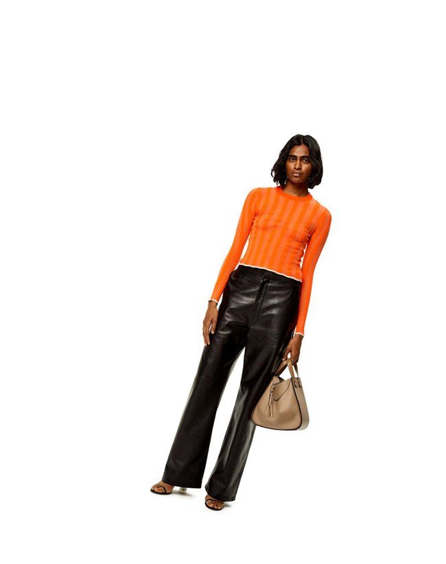 Loewe Anagram devore sweater in viscose Orange | 9812GZNXC