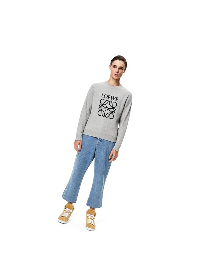 Loewe Anagram embroidered sweatshirt in cotton Grise | 3281SNOZU