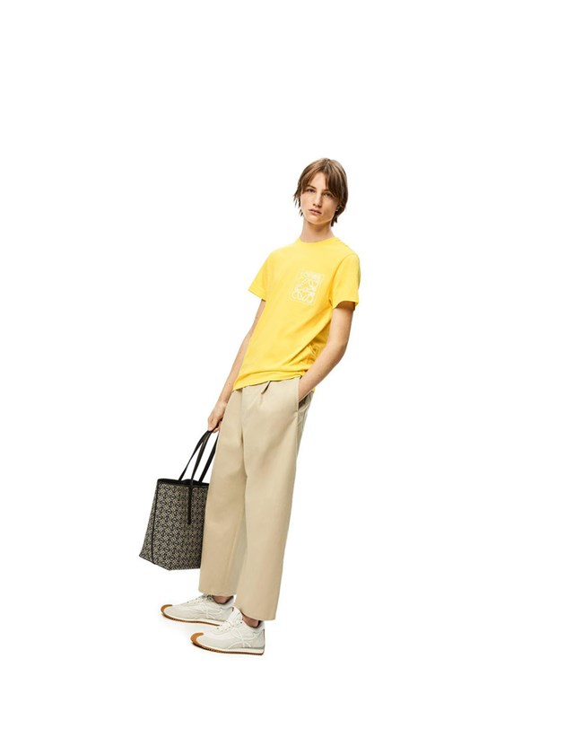 Loewe Anagram fake pocket T-shirt in cotton Jaune | 5218LBRAF