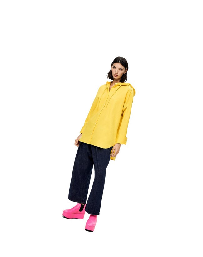 Loewe Anagram jacquard hooded shirt in cotton Jaune | 6523TKFVC