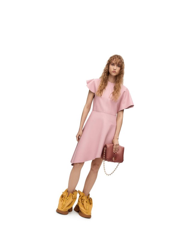 Loewe Asymmetric dress in nappa Rose Clair | 5386EVMBG