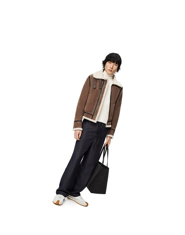 Loewe Aviator jacket in shearling Natural / Taupe | 0357BYVXK