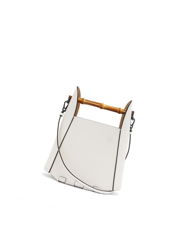 Loewe Bamboo bucket bag in calfskin Blanche | 4623QAYPN