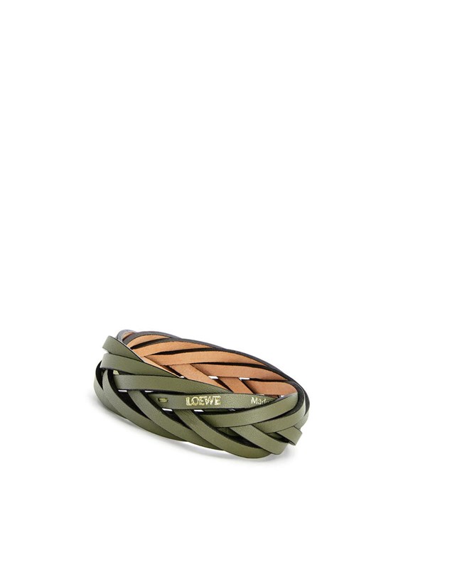 Loewe Braided bangle in classic calfskin Vert | 7352MYFQH