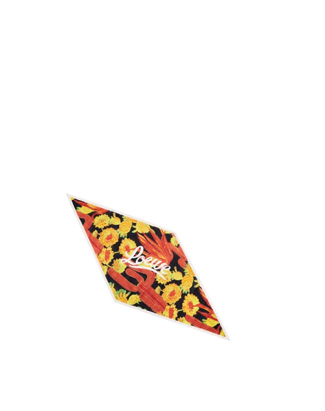 Loewe Cactus lozenge scarf in cotton and silk Rouge | 8143GOPZA