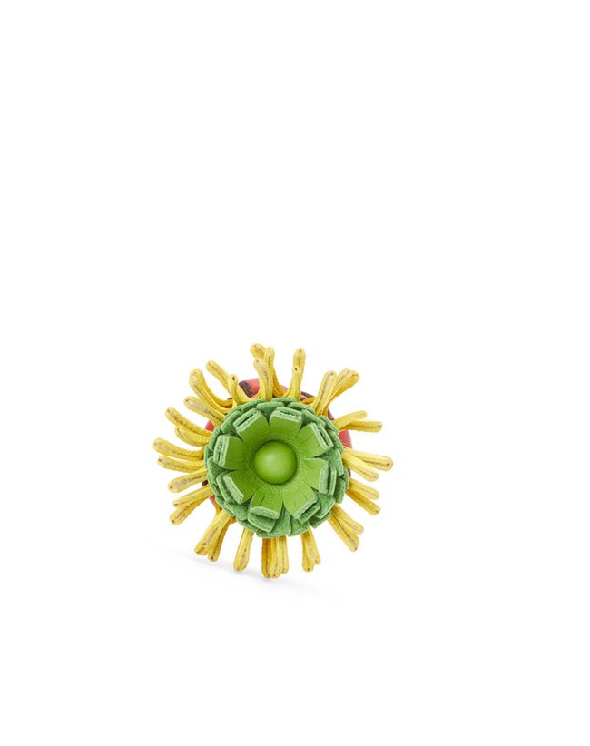 Loewe Cactus stud flower in classic calfskin Rouge Jaune | 8620KHZPD