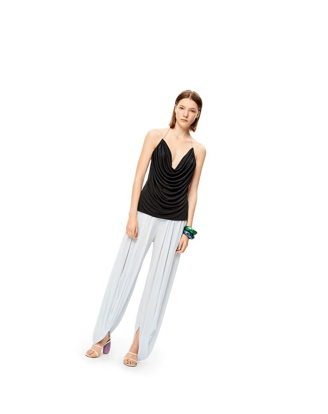 Loewe Chain draped top in silk Noir | 9354WJFYT