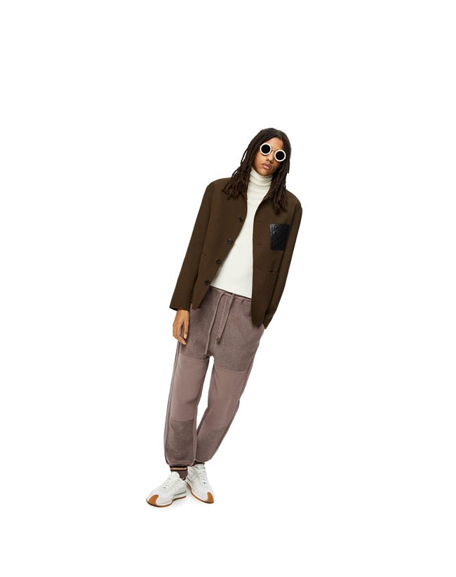 Loewe Contrasting rib jogging trousers in cotton Grise | 0215MLYPJ