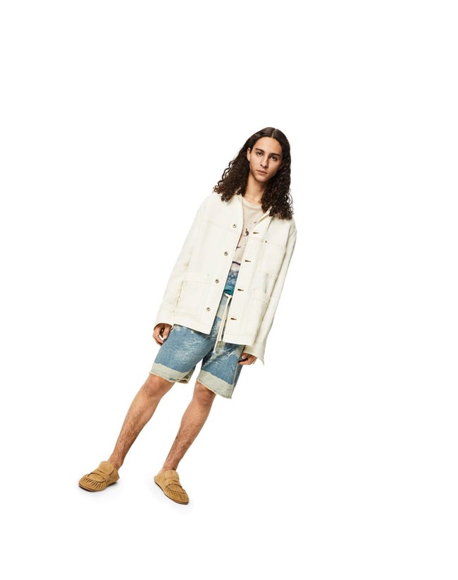 Loewe Corduroy workwear jacket in linen Ivory | 9540YKBLV