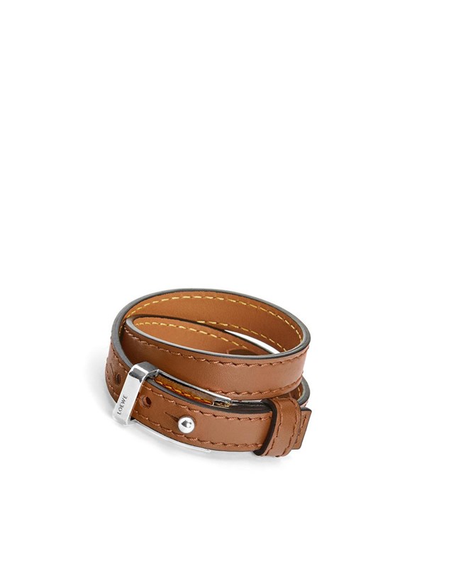 Loewe Double bracelet in calfskin Tan | 0731NLHPB