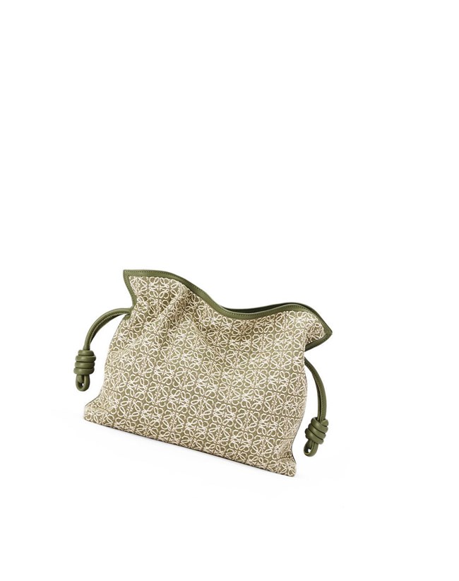 Loewe Flamenco clutch in Anagram jacquard and calfskin Vert Vert | 2038ZCYXW