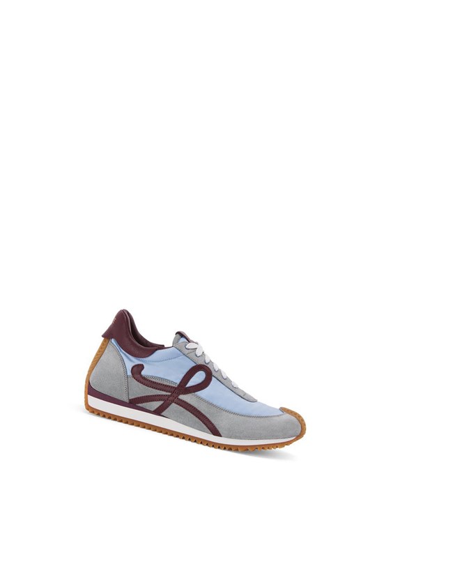 Loewe Flow runner in nylon and suede Bleu Clair Bordeaux | 4308XZYCK