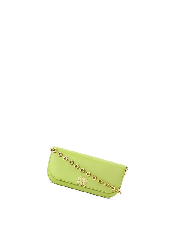 Loewe Goya Long Chain Clutch in silk calfskin Vert | 5194DIYJV