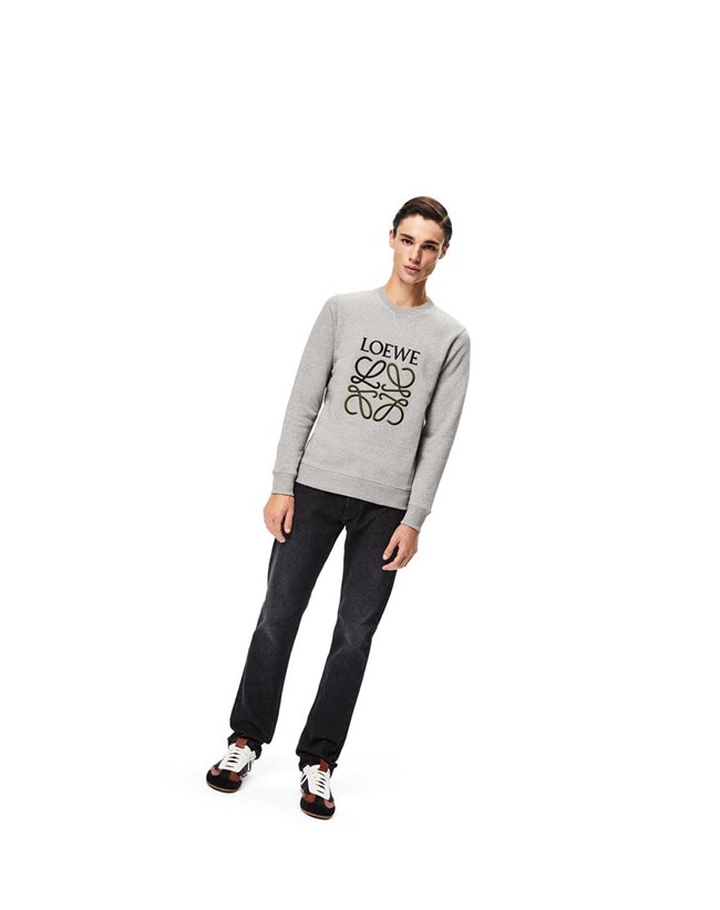 Loewe LOEWE Anagram embroidered sweatshirt in cotton Grise | 9046VXKRP