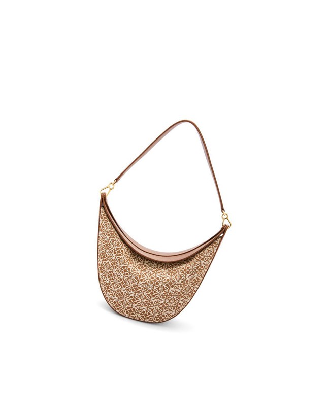 Loewe LOEWE Luna bag in Anagram jacquard and classic calfskin Tan / Pecan | 4256MOBPN