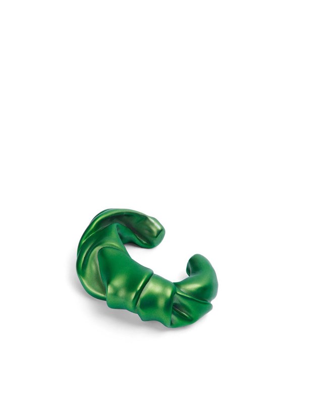 Loewe Large nappa twist cuff in sterling silver Vert Foncé | 0157MVUXT