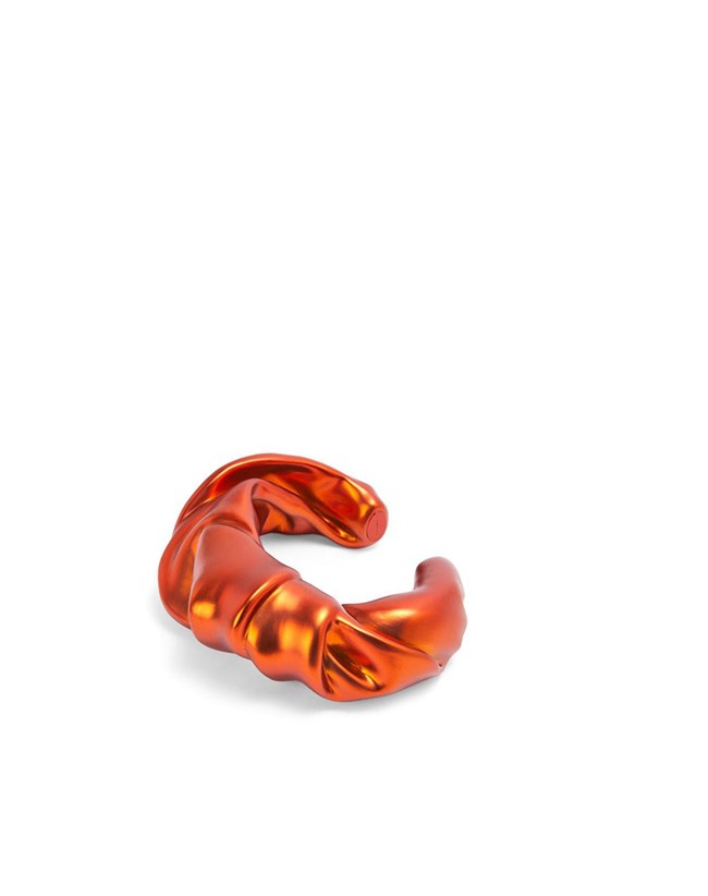 Loewe Large nappa twist cuff in sterling silver Rouge Orange | 6842RVSNE