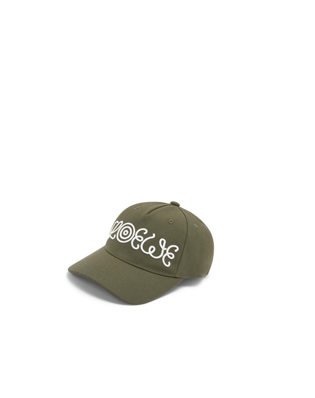 Loewe Logo cap in canvas Kaki Vert | 8649WNTGY