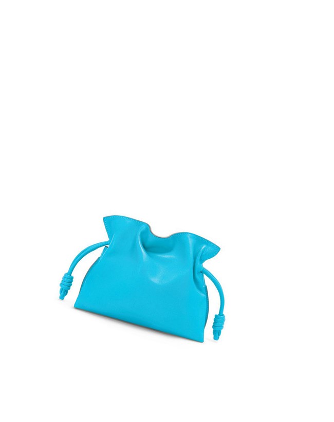 Loewe Mini Flamenco clutch in nappa calfskin Cyan | 2051FALTD