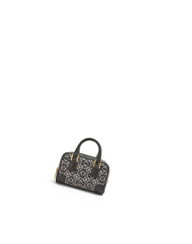 Loewe Nano Amazona in Anagram jacquard and calfskin Bleu Marine Noir | 7184SQOUX