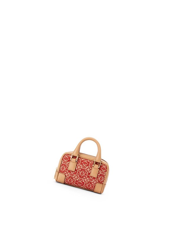 Loewe Nano Amazona in Anagram jacquard and calfskin Rouge | 9017EBHRI