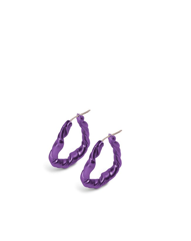 Loewe Nappa twist loop earrings in sterling silver Violette Foncé | 8164NMROA