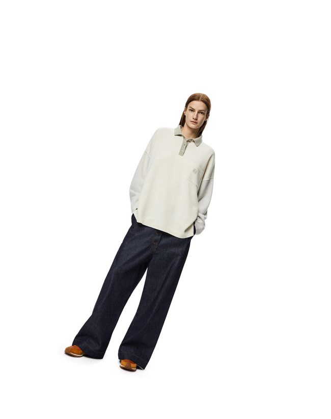 Loewe Oversize polo collar sweater in wool Grise | 9475CVOAP