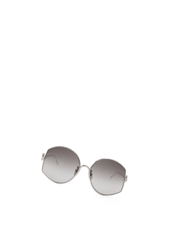 Loewe Oversize sunglasses in metal Shiny Palladium / Smoke | 7192PSDLQ