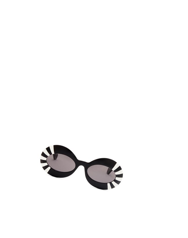 Loewe Oversized oval sunglasses in acetate Noir Blanche | 6542EWMKO