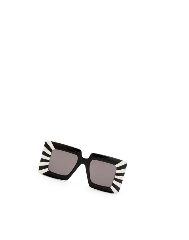 Loewe Oversized square sunglasses in acetate Noir Blanche | 3072KAZSN