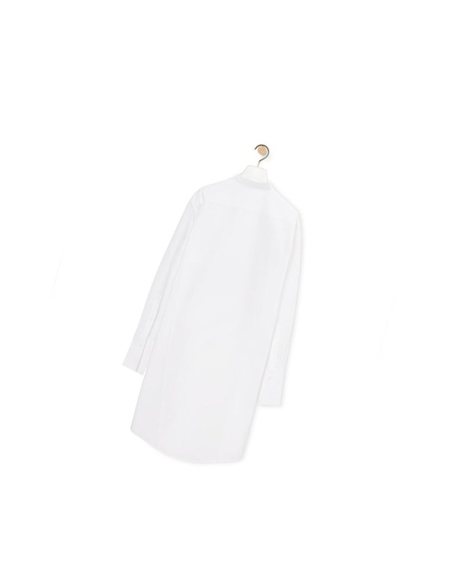 Loewe Pleated shirt dress in cotton Blanche | 4730BPVTC