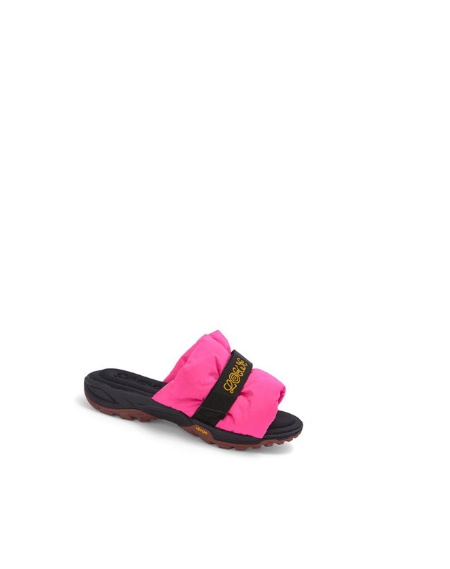 Loewe Pleated slide in nylon Rose | 7106CUBGA