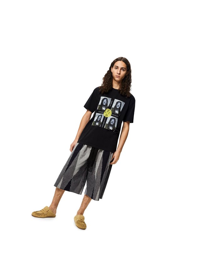 Loewe Portrait print T-shirt in cotton Noir | 6182MGVJW