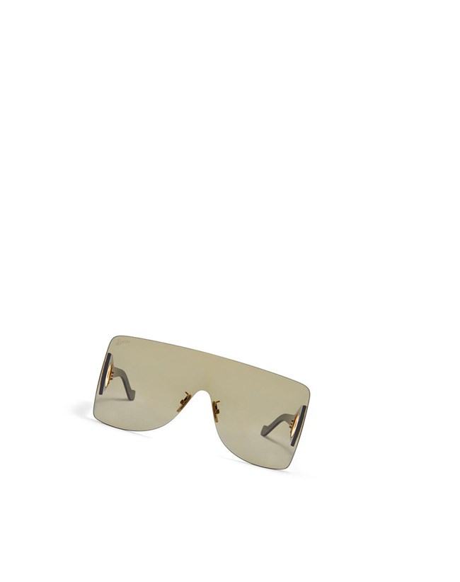 Loewe Rectangular mask sunglasses in nylon Vert Foncé | 1538FKGMQ