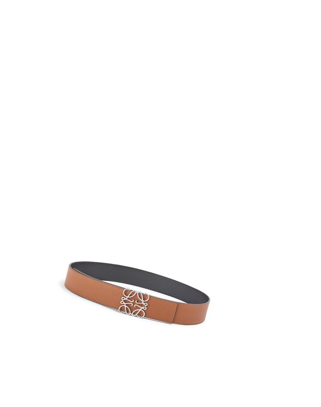 Loewe Reversible Anagram belt in soft grained calfskin Noir | 6345FVDEY