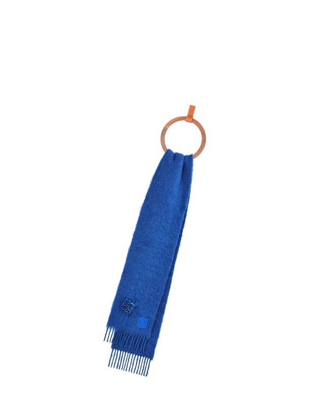 Loewe Scarf in mohair and wool Bleu | 9581SLFEB