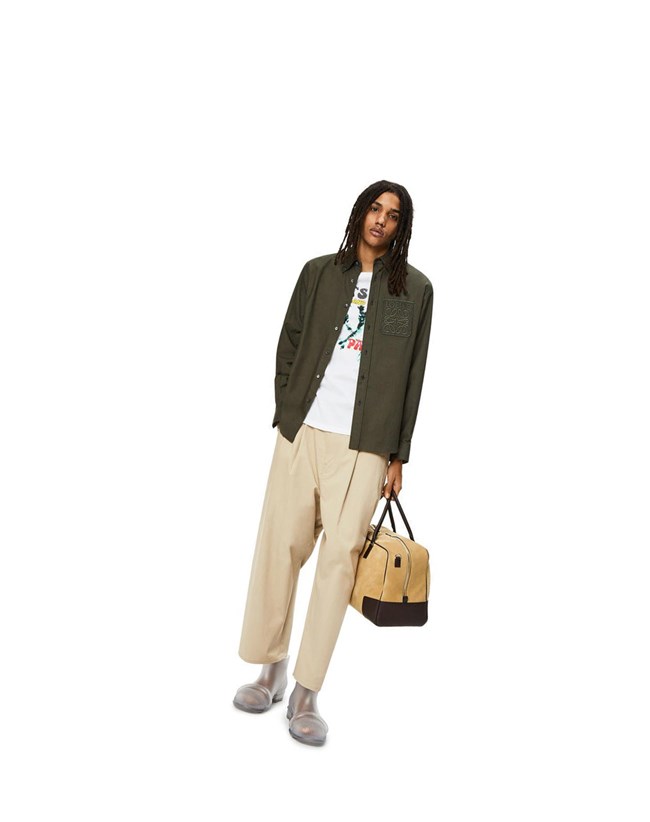 Loewe Single pleat trousers in cotton Grise | 5137GFMXC