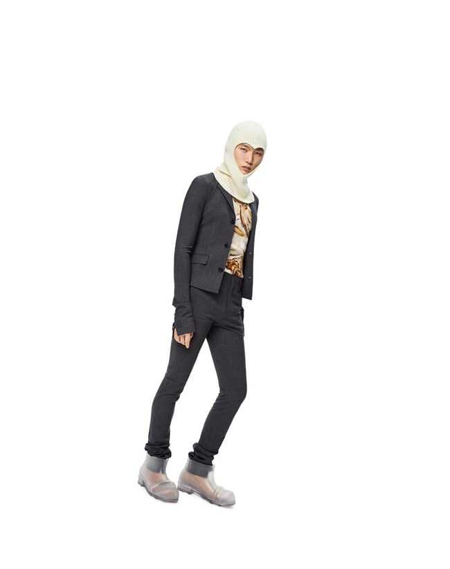 Loewe Skinny jacket in wool Charcoal | 4152QENBS