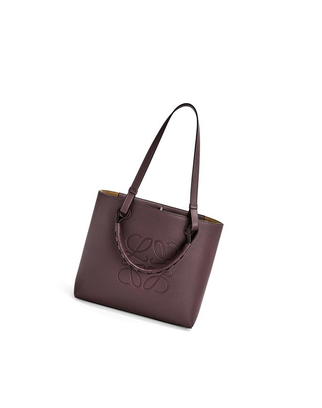 Loewe Small Anagram Tote bag in classic calfskin Prune | 5160TOAWH